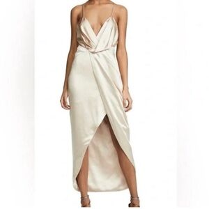 FAME and PARTNERS Elegant Champagne Draped Women's Dress